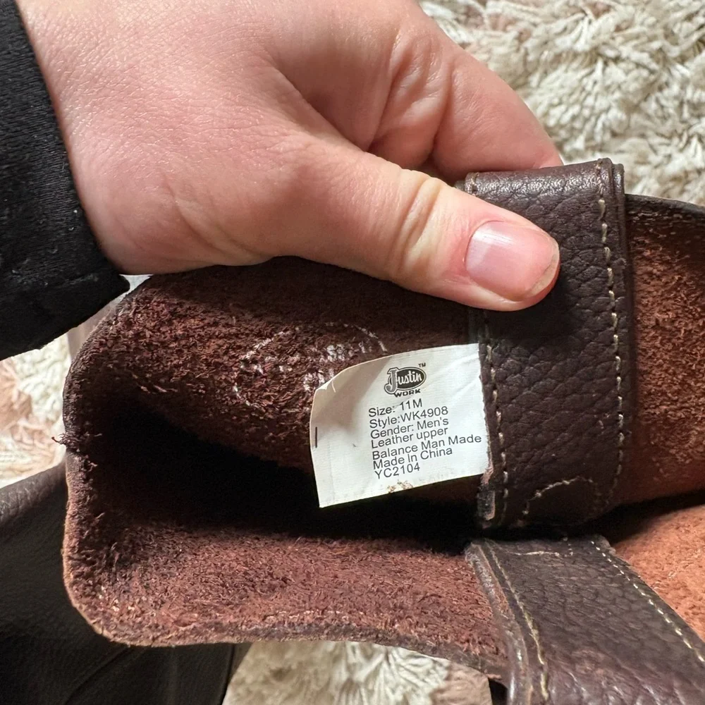 Justin Men’s Dark Brown Leather Work Boots